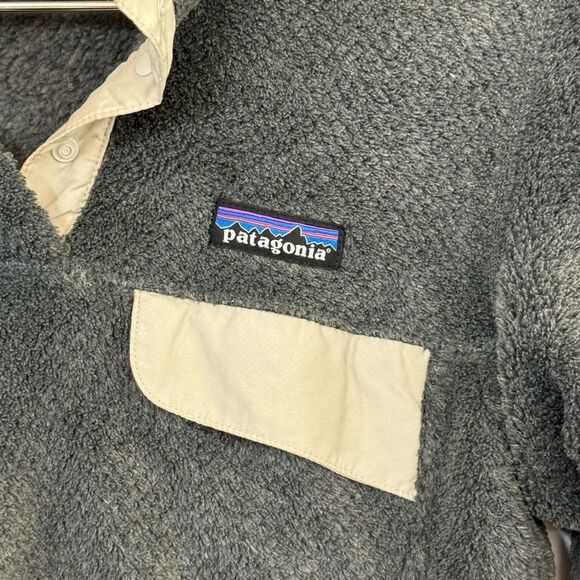 Retro Gray Tan Patagonia Pullover High Snap Neck Sweatshirt Fleece Women’s S - Picture 4 of 5